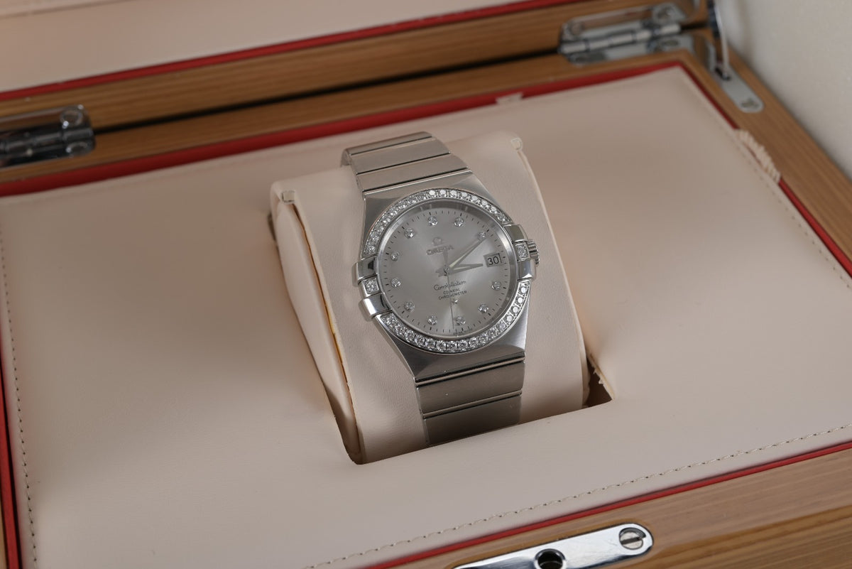 OMEGA Constellation 123.15.35.20.52.001 Silver Diamond Auto 35mm Watch + Box9