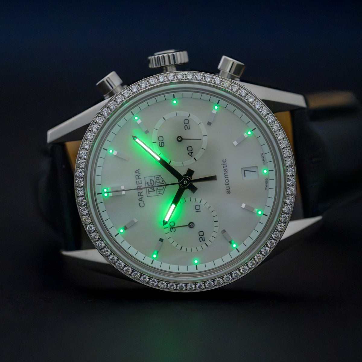 TAG Heuer Carrera CV2116 Factory Diamond Bezel Mother of Pearl Auto 39mm Watch7