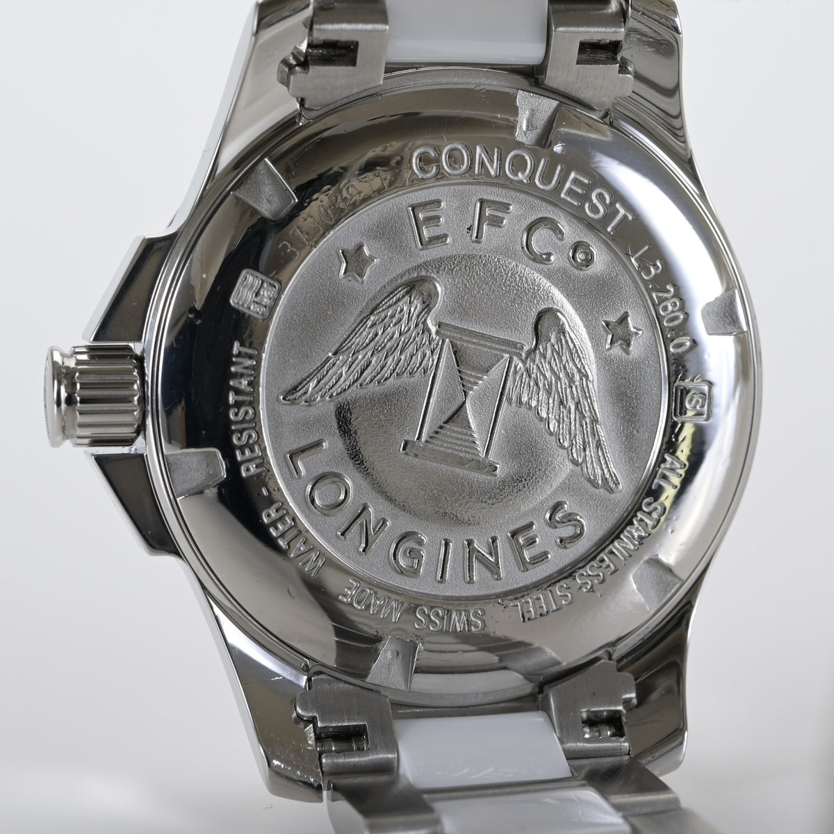Longines Conquest L3.280.0.87.7 White MOP Dial 35mm Ceramic Ladies Watch8