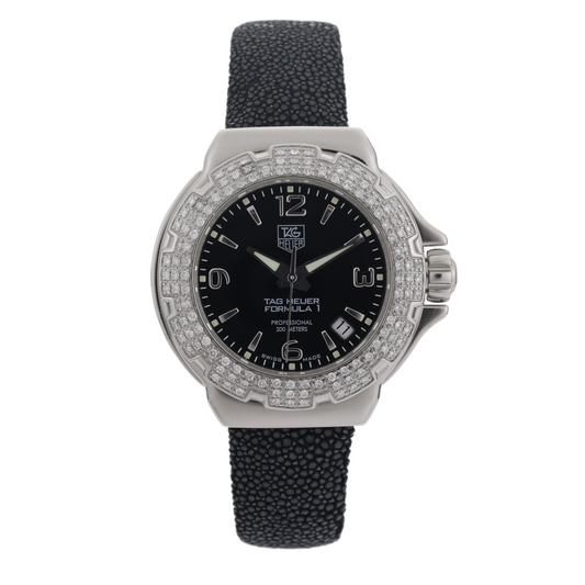 Tag Heuer Formula 1 WAC1214 Diamond Bezel 37mm Black Dial Ladies Watch0