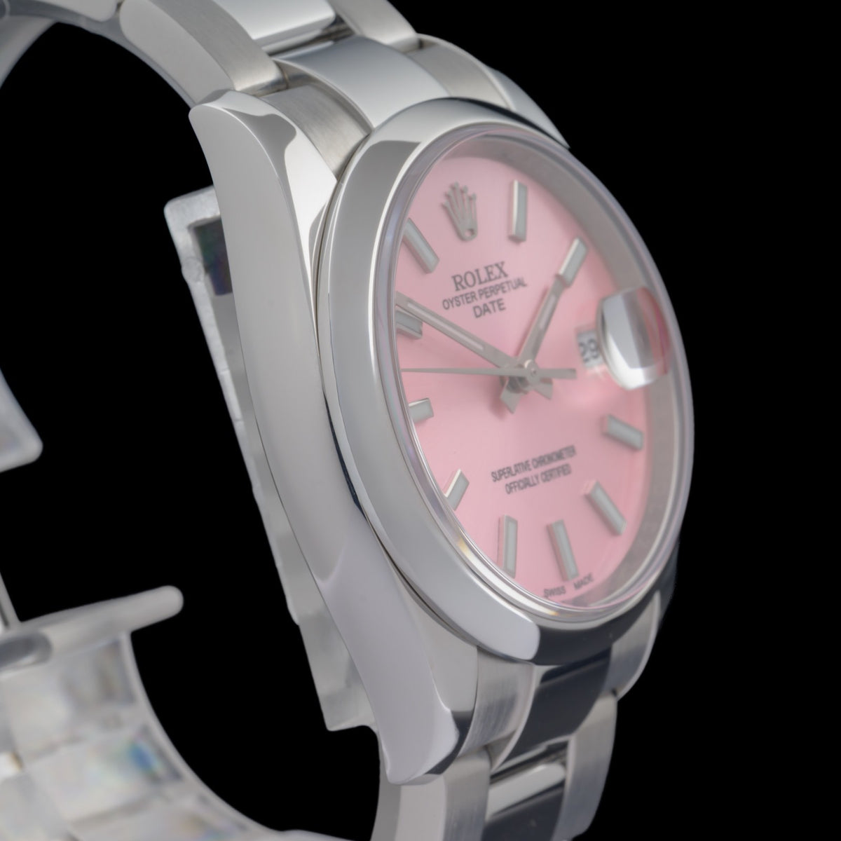 Rolex Oyster Perpetual Date 115200 Custom Pink Dial 34mm Automatic Watch2