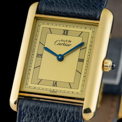 Cartier Must Tank Large 681006 Sector Dial Gold Vermeil 23x30mm Quartz Watch2