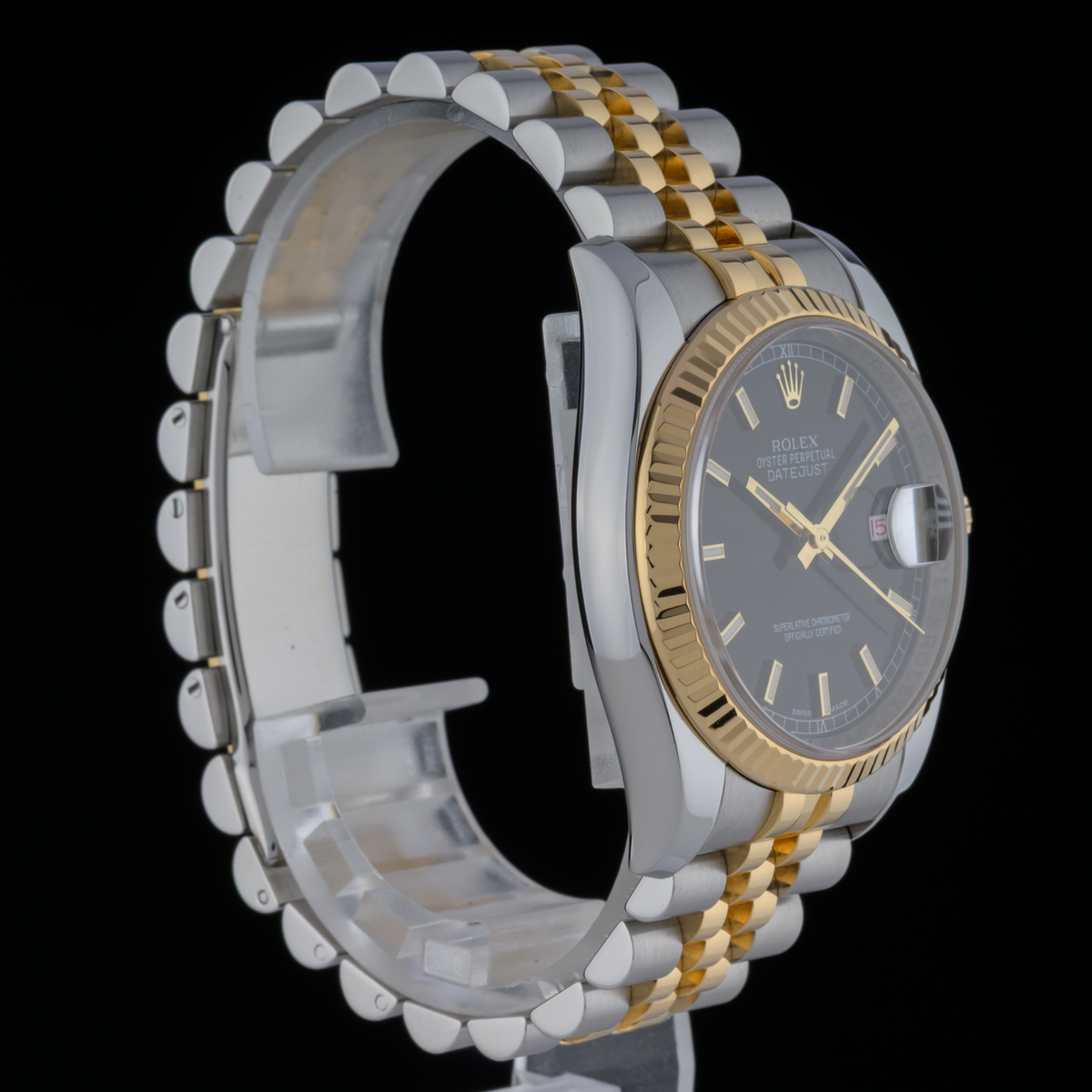 Rolex Datejust 116233 Black Automatic 36mm Jubilee 18k Gold & Steel Watch +B&P3