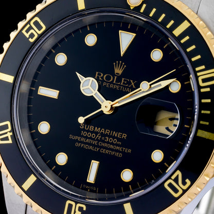 Rolex Submariner Date 16613ln 18K Gold & Steel Black Dial Automatic Watch + Box2