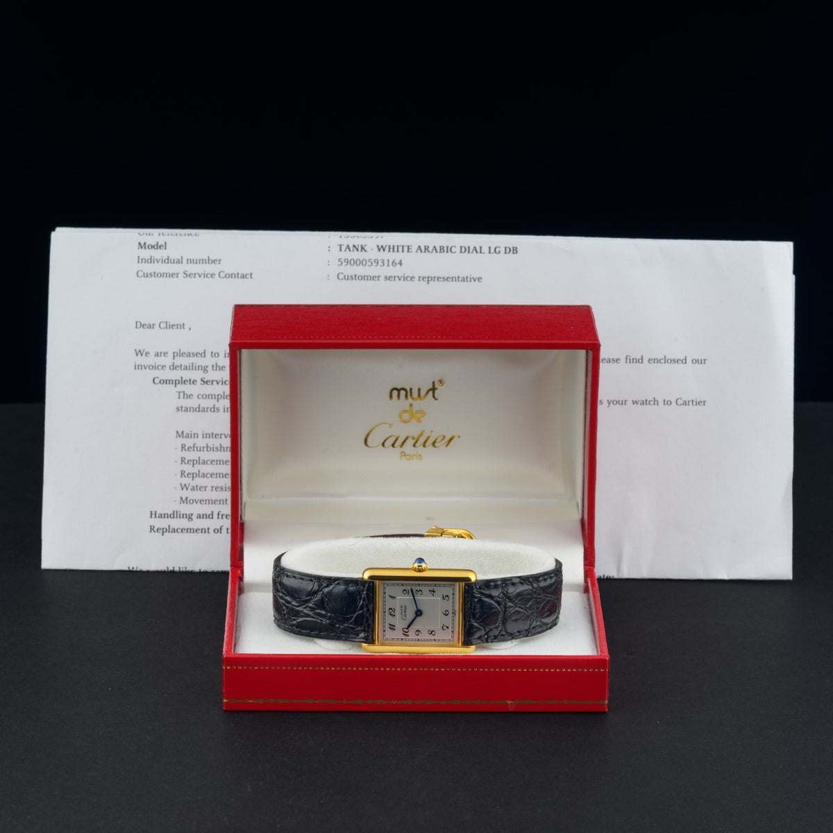 Cartier Must Tank Large 590005 Arabic Dial 23x30mm Gold Vermeil Watch + Service1