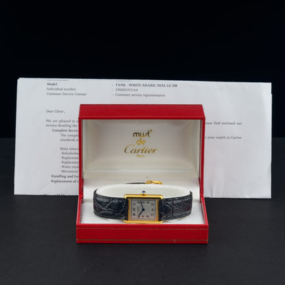 Cartier Must Tank Large 590005 Arabic Dial 23x30mm Gold Vermeil Watch + Service1