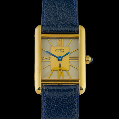 Cartier Must Tank Art Deco 366001 Gold Vermeil 21x28mm Ladies Quartz Watch + Box0