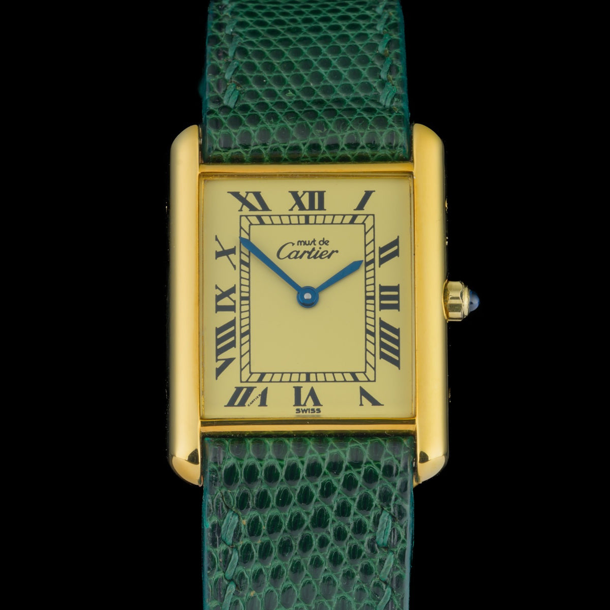 Cartier Must Tank Large 681006 Lemon Roman Dial 23x30mm Quartz Watch + Pouch2