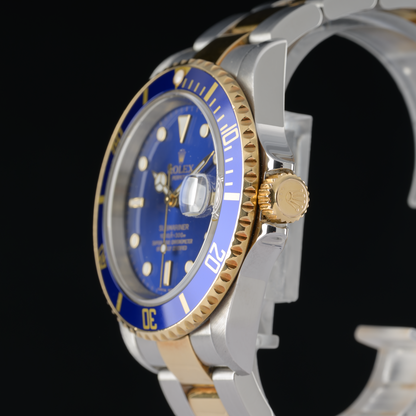 Rolex Submariner Date 16613lb Blue No Holes Gold & Steel 40mm Watch   D Serial2