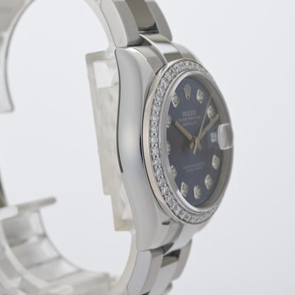 Rolex Datejust 178274 Blue Diamond 31mm Ladies Watch + Box & Papers5