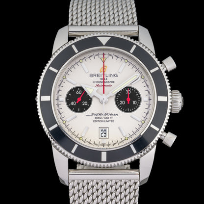 Breitling SuperOcean Heritage Chrono A23320 White 46mm 125th Anniv. Watch + B&P0