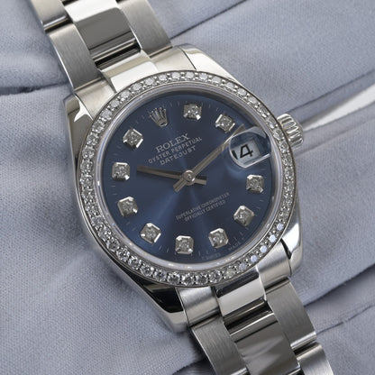 Rolex Datejust 178274 Blue Diamond 31mm Ladies Watch + Box & Papers7