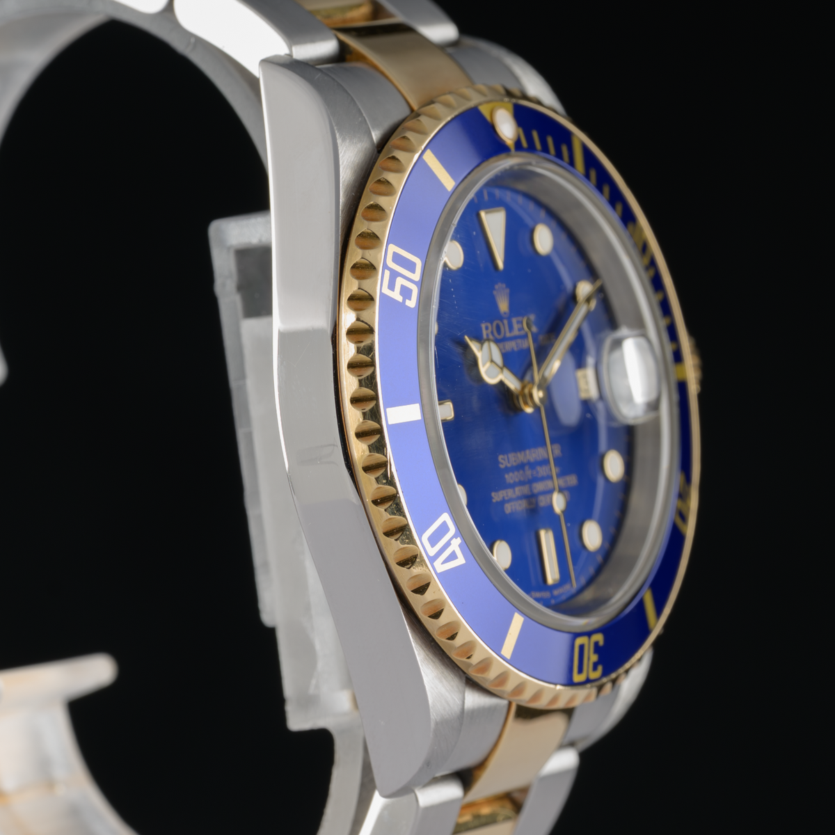 Rolex Submariner Date 16613lb Blue No Holes Gold & Steel 40mm Watch   D Serial1