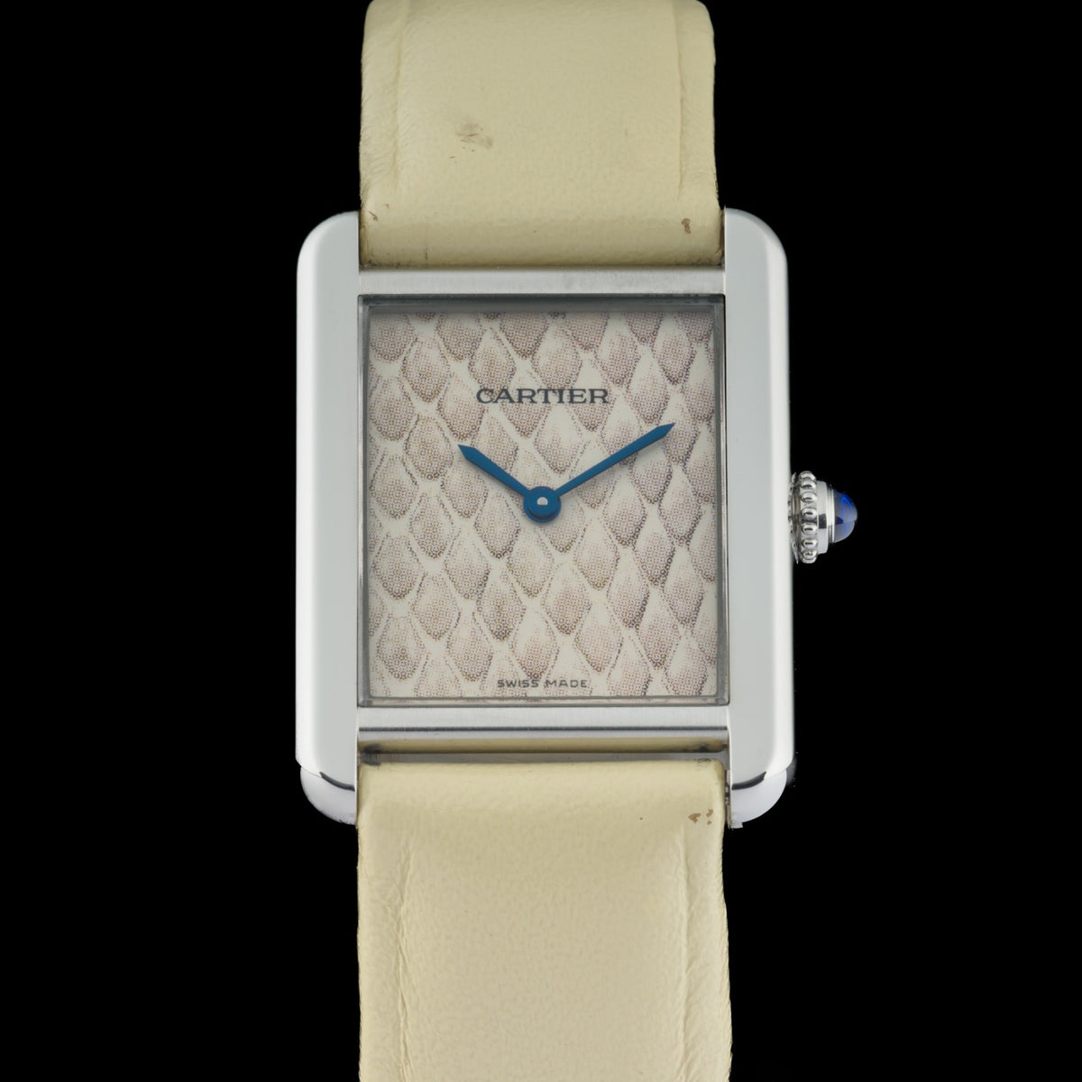 Cartier Tank Solo Python Edition 24x31mm Steel Ladies Watch + Pouch0