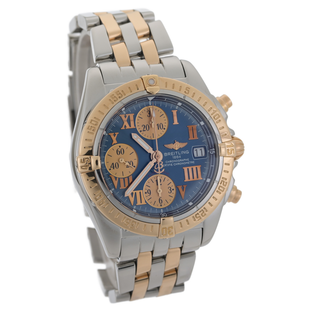 Breitling Chrono Cockpit C13358 Blue Dial 39mm 18k Rose Gold Automatic Watch1