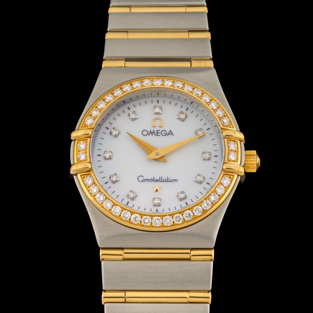 OMEGA Constellation 1267.75 18k Gold & Steel Factory Diamond 23mm Ladies Watch0