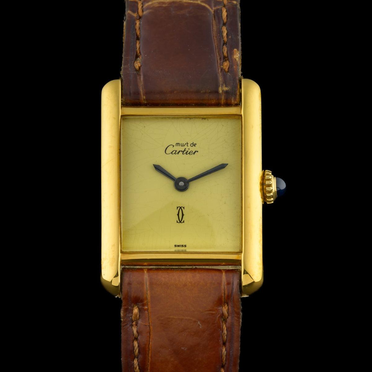 Cartier Tank Must Small Lemon Dial  21mm Gold Vermeil Manual Ladies Watch0