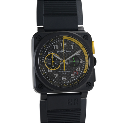 Bell & Ross BR03 94 Chronograph RS17 Black & Yellow 42mm Men's Watch + B&P0