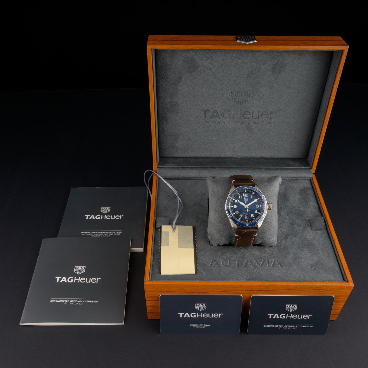 TAG Heuer Autavia Isograph WBE5112 Blue 42mm Automatic Men's Watch + B&P1