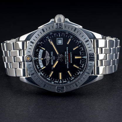 Breitling Galactic Day Date A45320 Black Dial 44mm Automatic Men's Watch + B&P6