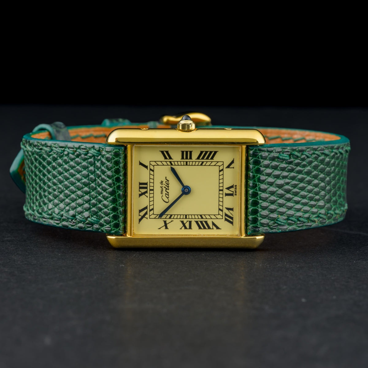 Cartier Must Tank Large 681006 Lemon Roman Dial 23x30mm Quartz Watch + Pouch6
