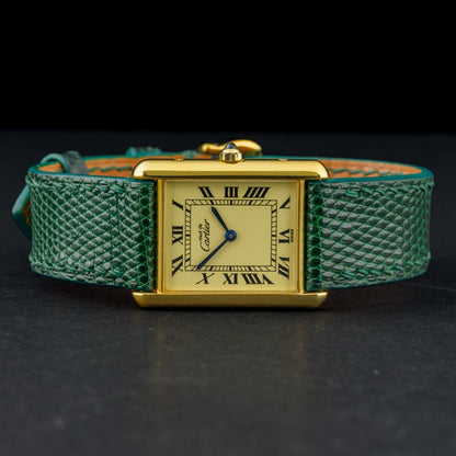 Cartier Must Tank Large 681006 Lemon Roman Dial 23x30mm Quartz Watch + Pouch6