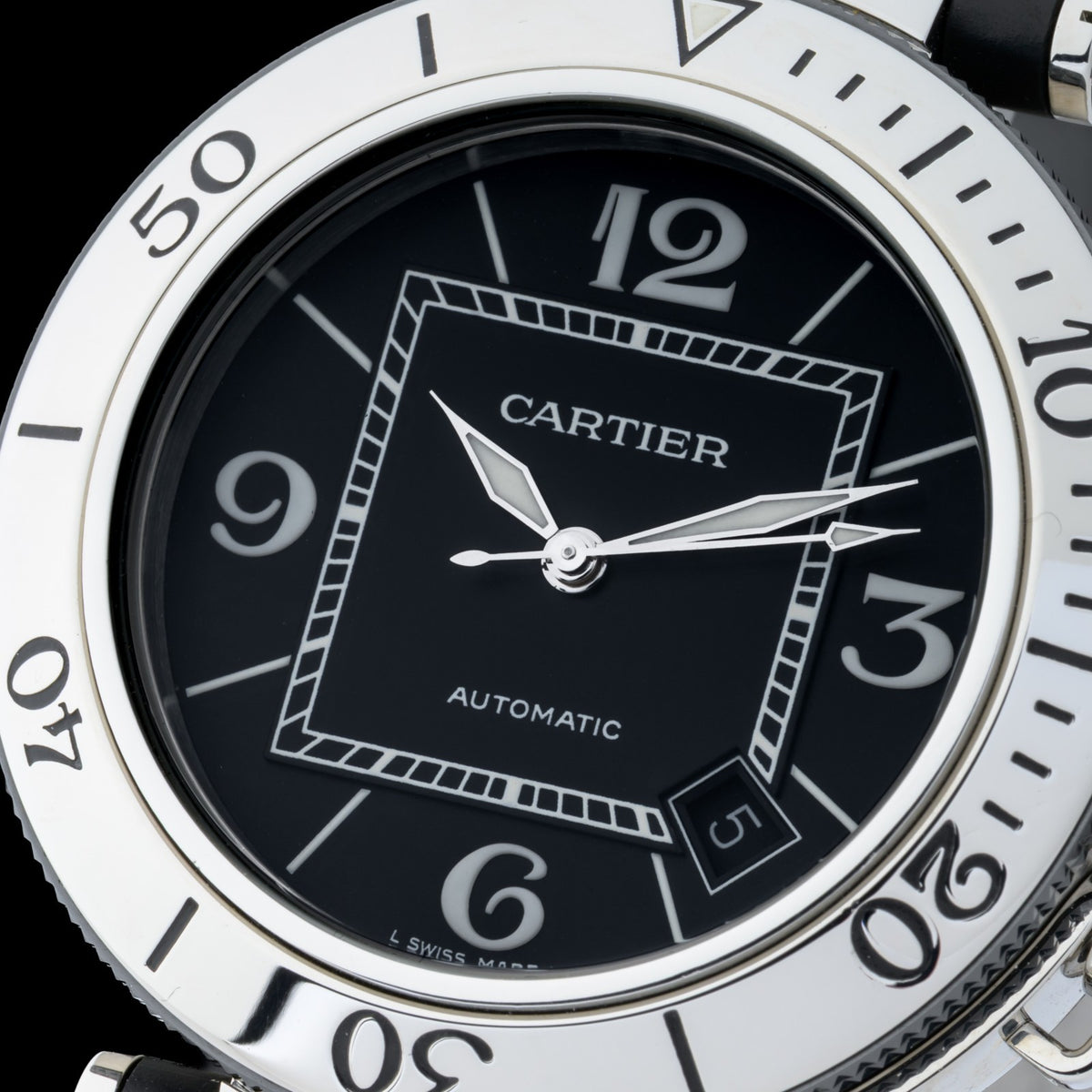Cartier Pasha Seatimer 40mm Black Steel & Rubber Automatic Men's Watch8