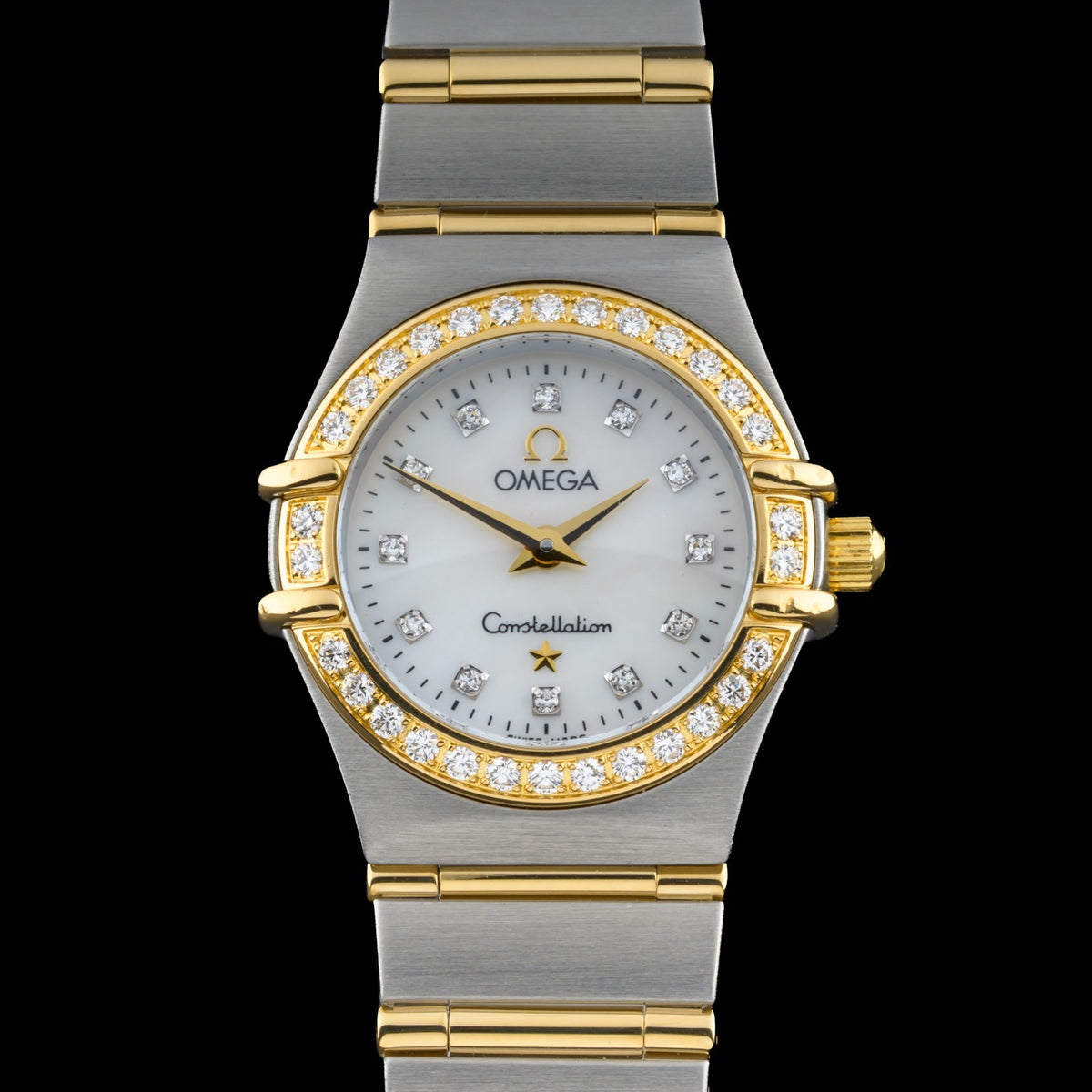 OMEGA Constellation 23mm Factory Diamond MOP Dial 23mm 18k Gold Ladies Watch0