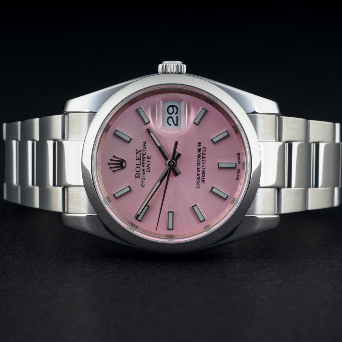 Rolex Oyster Perpetual Date 115200 Custom Pink Dial 34mm Automatic Watch4