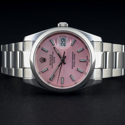 Rolex Oyster Perpetual Date 115200 Custom Pink Dial 34mm Automatic Watch4