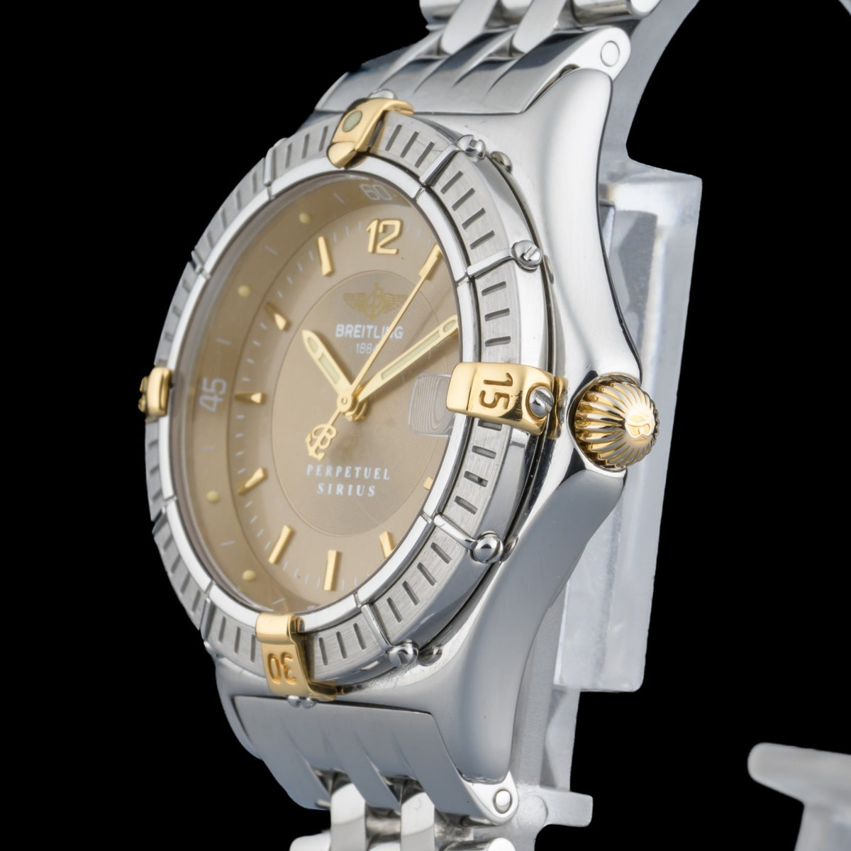 Breitling Perpetual Sirius Gold Dial 31mm Quartz Steel Ladies Watch1