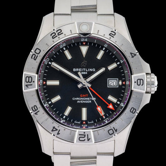 Breitling Avenger GMT A32320 Black Dial 44mm Automatic Men's Watch + Box0