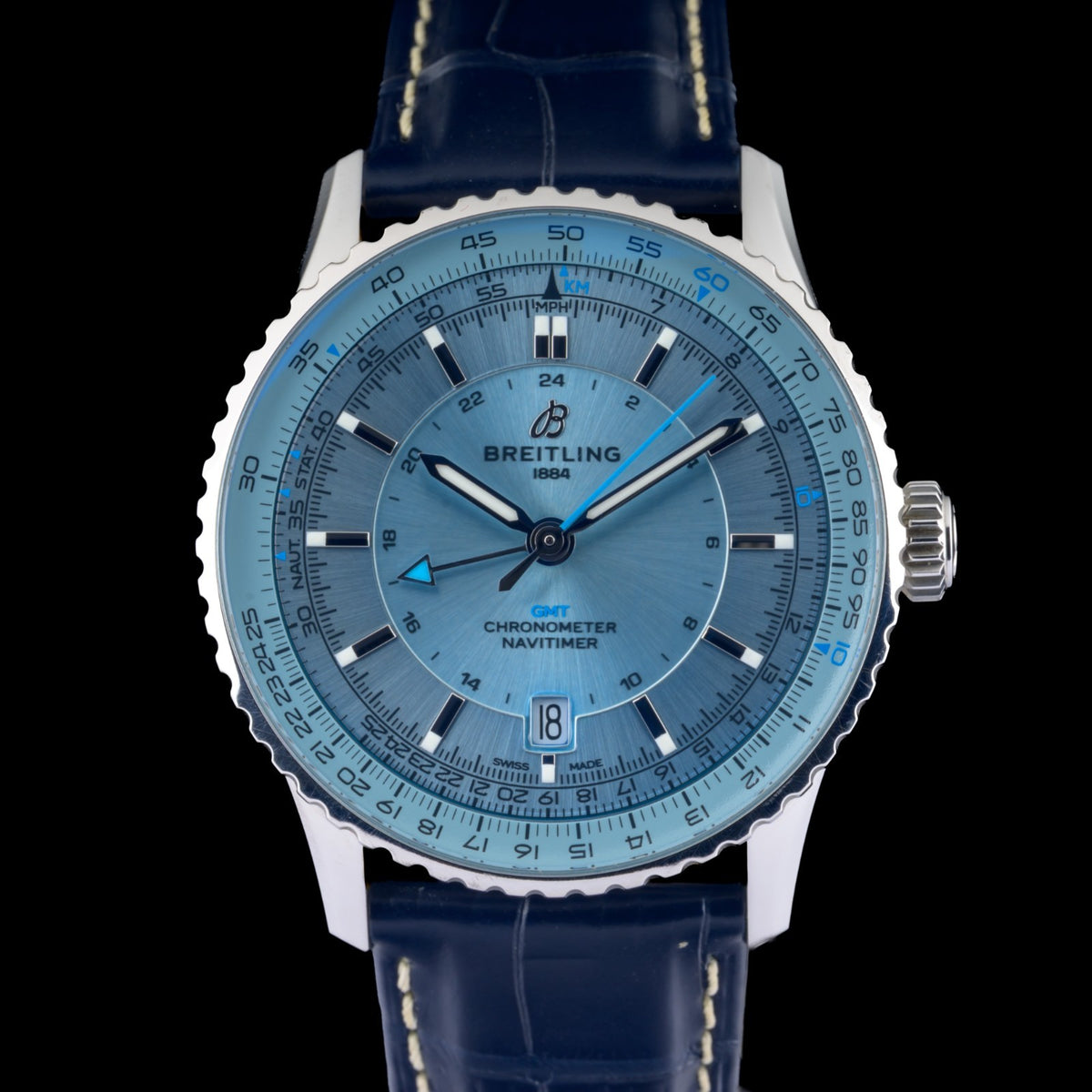 Breitling Automatic GMT A32310 Ice Blue Dial 41mm Men's Watch + Box & Papers0