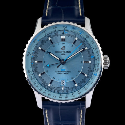 Breitling Automatic GMT A32310 Ice Blue Dial 41mm Men's Watch + Box & Papers0