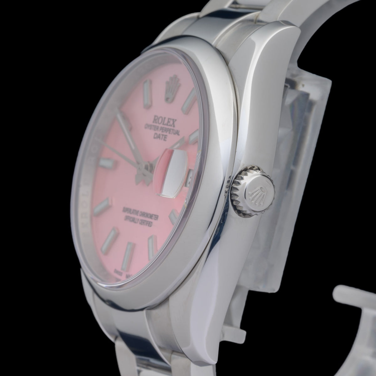 Rolex Oyster Perpetual Date 115200 Custom Pink Dial 34mm Automatic Watch1