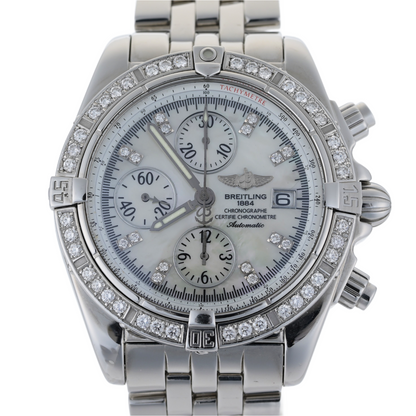 Breitling Chronomat Evolution MOP Factory Diamond Dial/Bezel 44mm Men's Watch0