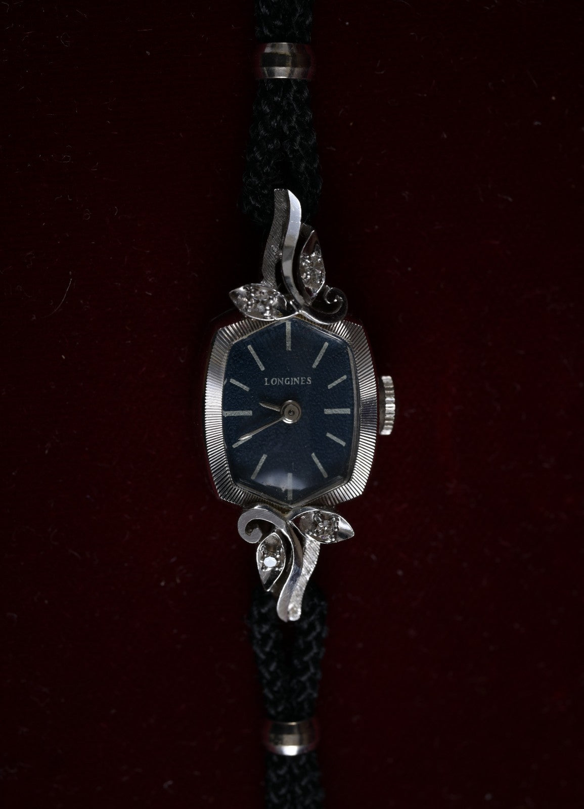 Longines 14k Gold & Diamond Vintage Blue Dial 14mm Manual Ladies Watch +B&P7