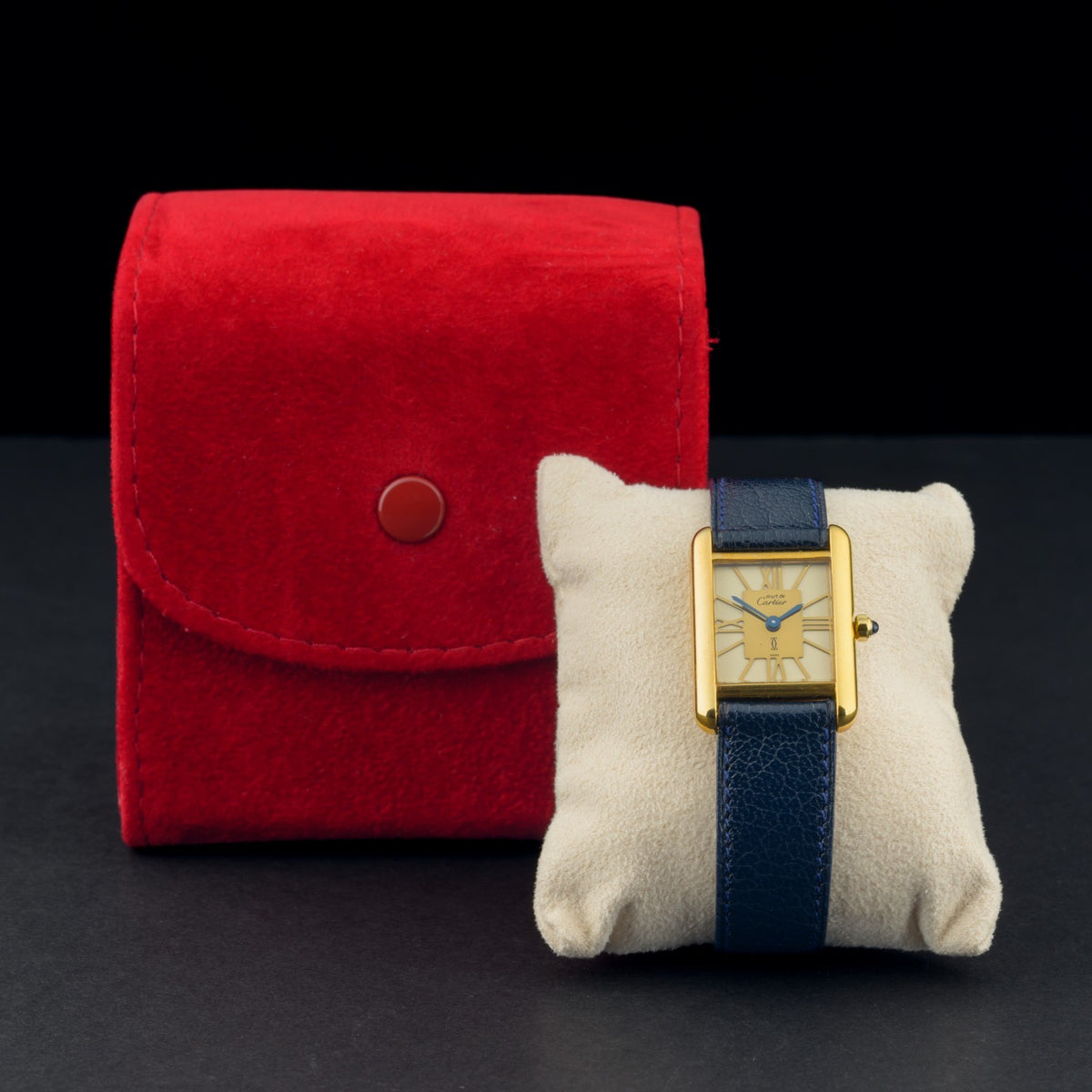 Cartier Must Tank Art Deco 366001 Gold Vermeil 21x28mm Ladies Quartz Watch + Box1
