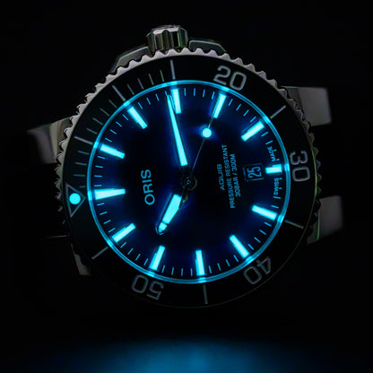 ORIS Aquis Date 41.5mm Dark Blue Dial Automatic Rubber & Steel Men's Watch + B&P9