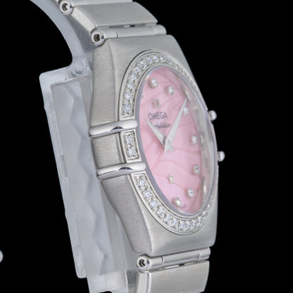 Omega Constellation Quartz Custom Pink Diamond Dial Steel 26mm Ladies Watch3