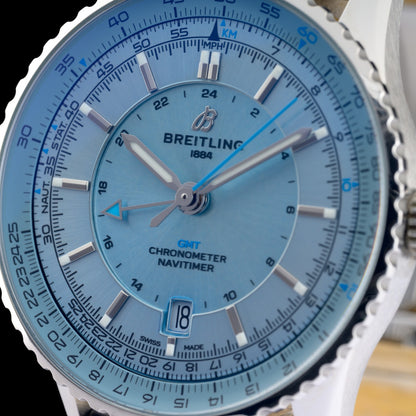 Breitling Automatic GMT A32310 Ice Blue Dial 41mm Men's Watch + Box & Papers5