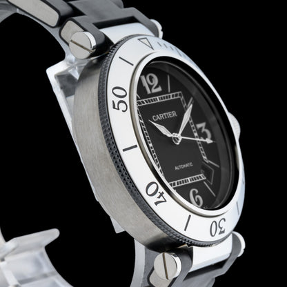 Cartier Pasha Seatimer 40mm Black Steel & Rubber Automatic Men's Watch3