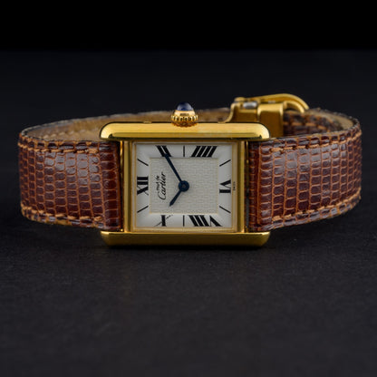 Cartier Tank Must Small 20x28mm White Dial Gold Vermeil Ladies Quartz Watch4