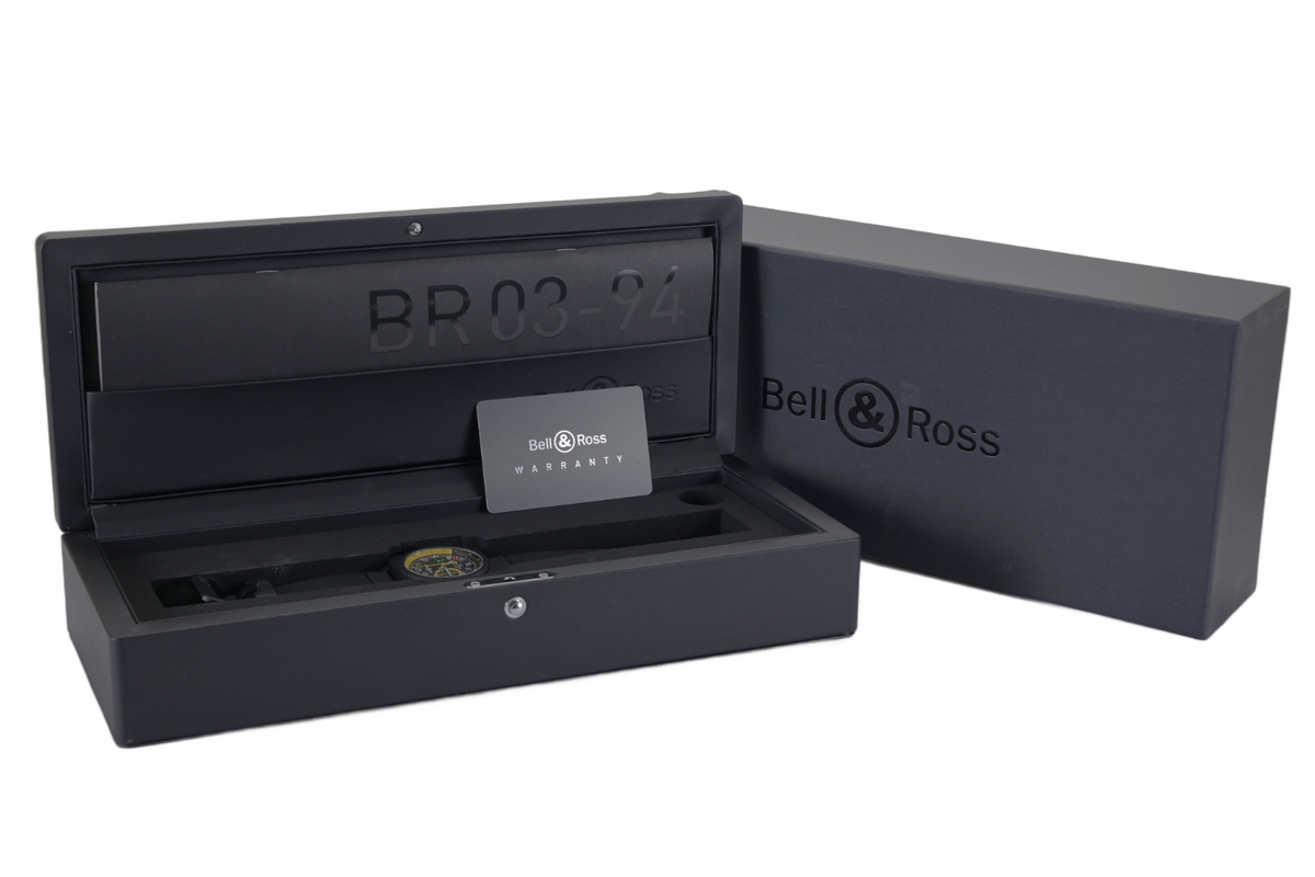 Bell & Ross BR03 94 Chronograph RS17 Black & Yellow 42mm Men's Watch + B&P1