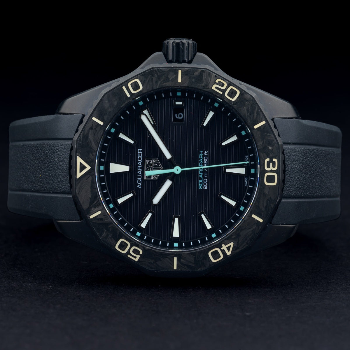 TAG Heuer Aquaracer Solargraph DLC WBP1112 40mm Black Men's Watch +B&P5