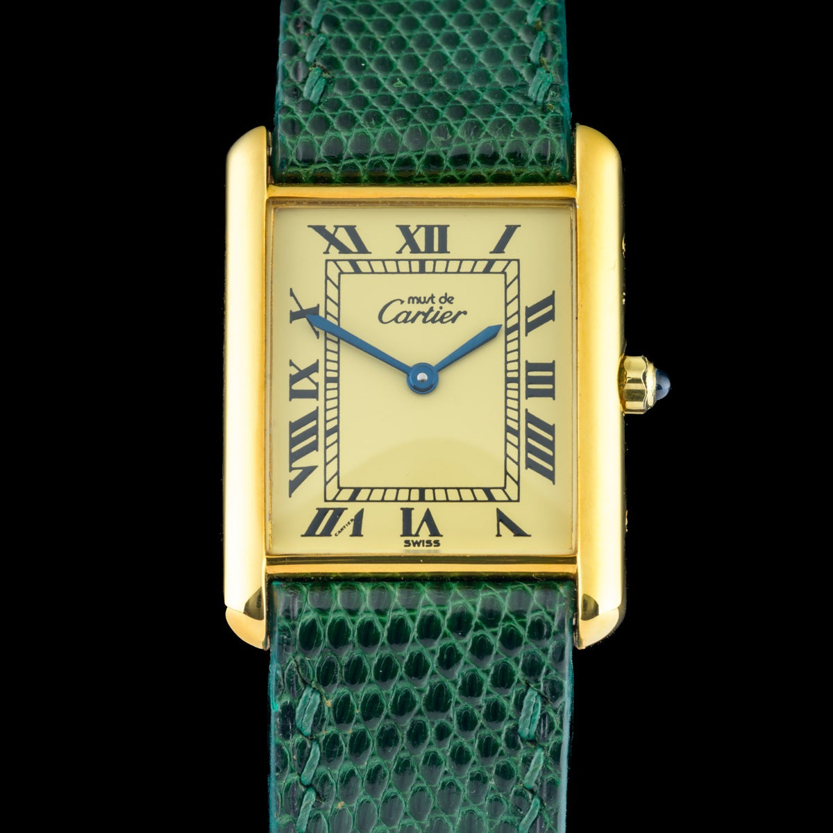 Cartier Must Tank Large 681006 Lemon Roman Dial 23x30mm Quartz Watch + Pouch0