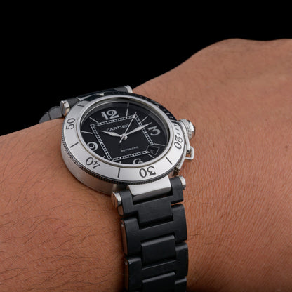 Cartier Pasha Seatimer 40mm Black Steel & Rubber Automatic Men's Watch1
