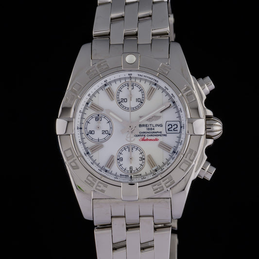 Breitling Chrono Cockpit A13358 White Dial 39mm Automatic Watch + Box/Manuals0