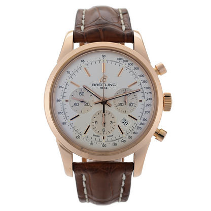 Breitling TransOcean Chronograph RB0151 Solid 18k Rose Gold 43mm Men Watch + B&P0