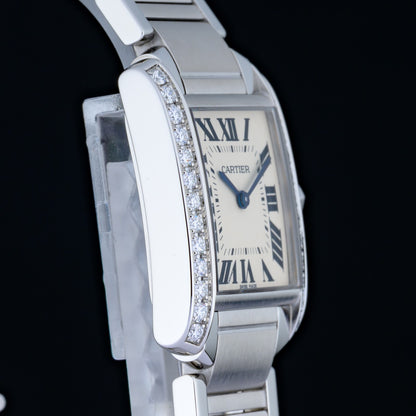 Cartier Tank Francaise Med Factory Diamond W4TA0009 Steel 30x25mm Watch Full Set4